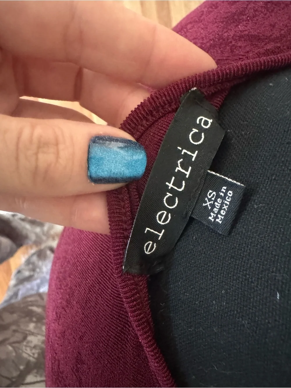 Electrica Burgundy Asymmetrical Cutout Long-Sleeve Crop Top